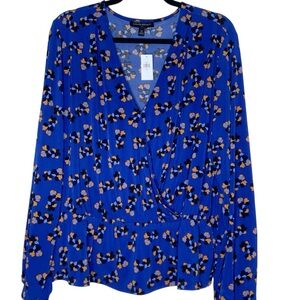 Banana Republic Royal Blue Floral Blouse. Size XL
